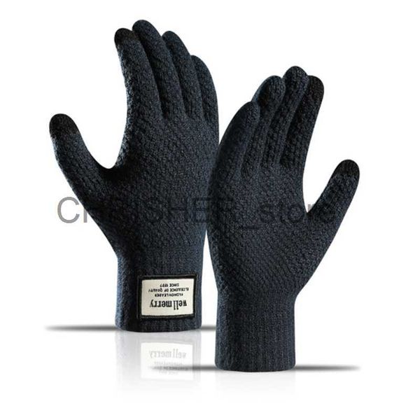 Image of Cycling Gloves Winter Touchscreen Gloves Warm Autumn knit gloves winter plus size men&#039;s thick jacquard warm touch screen gloves x0726