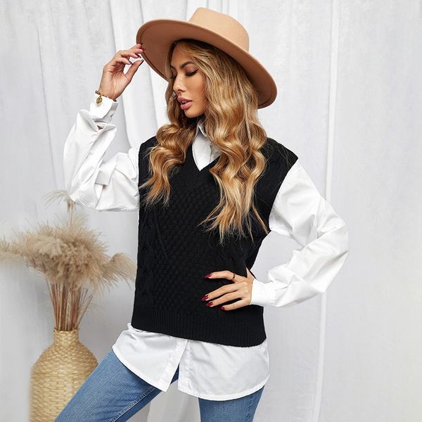 women's sweaters vest coat women's fall new solid slim v-neck sleeveless pantyhose casual vest sweater women, White
women's sweaters vest coat women's fall new solid slim v-neck sleeveless pantyhose casual vest sweater women, White
