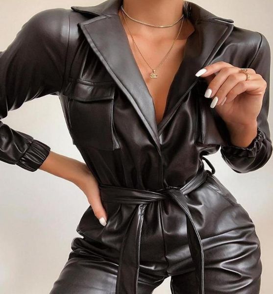 tie waist faux leather jumpsuit women winter autumn turn down collar pu jumpsuits2971586, Black;white
tie waist faux leather jumpsuit women winter autumn turn down collar pu jumpsuits2971586, Black;white