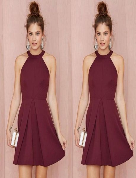 short cocktail party dresses 2017 halter backless burgundy a line above knee length prom homecoming gowns custom made women f7482316, Black
short cocktail party dresses 2017 halter backless burgundy a line above knee length prom homecoming gowns custom made women f7482316, Black