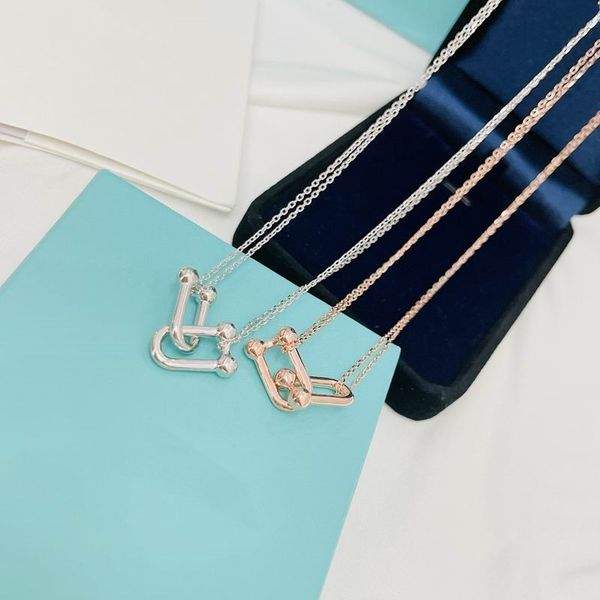2023 lovely cute pendant necklaces long gold thin stainless steel chain two joint u rings design women necklace with dust bag and box, Silver
2023 lovely cute pendant necklaces long gold thin stainless steel chain two joint u rings design women necklace with dust bag and box, Silver