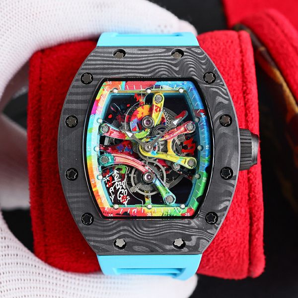 2023 mens skeleton luxury watch carbon fibre case richa milles automatic mechanical eta watch blue rubber strap sapphire glass hollow out wr, Slivery;brown
2023 mens skeleton luxury watch carbon fibre case richa milles automatic mechanical eta watch blue rubber strap sapphire glass hollow out wr, Slivery;brown