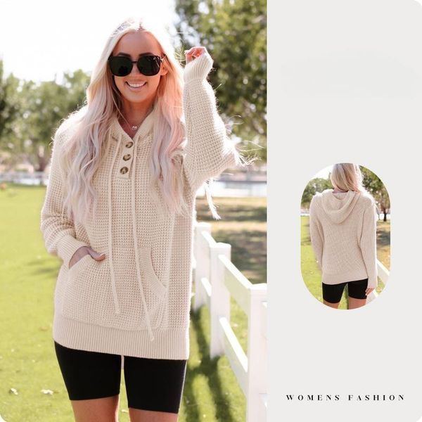women's sweaters solid long sleeve waffle women's fall winter new hooded half open knit sweater, White;black
women's sweaters solid long sleeve waffle women's fall winter new hooded half open knit sweater, White;black
