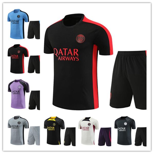 Image of S Tracksuit Soccer Jerseys 2023 24 Paris Sportswear Kids Training Suit Short Sleeved Suit Football Kit Uniform Chandal 2023 Men