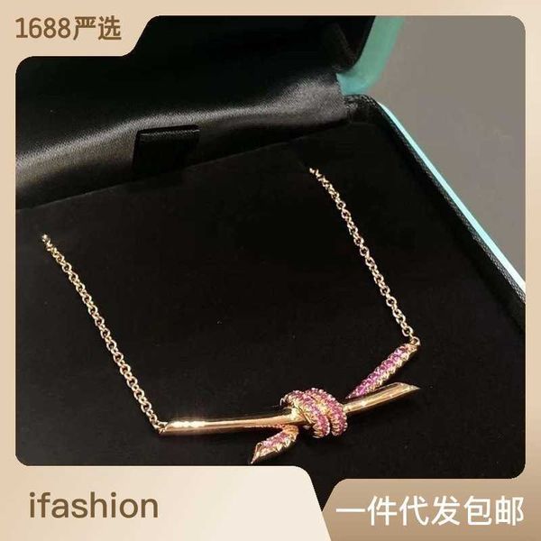 high version tiffay's new twisted knot necklace for women's light luxury and minority rose gold bow chain high grade pink, Golden;silver
high version tiffay's new twisted knot necklace for women's light luxury and minority rose gold bow chain high grade pink, Golden;silver