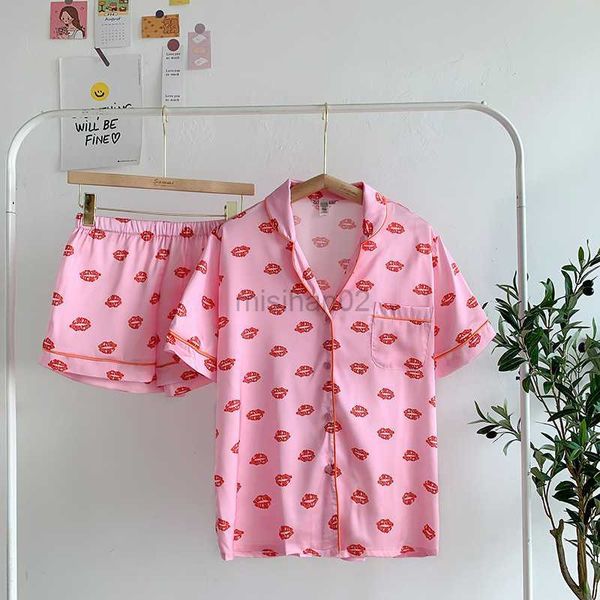 women's sleep lounge cute lips elegant pajamas set for women two pieces satin silk home clothes night wear summer ladies shorts pjs lou
women's sleep lounge cute lips elegant pajamas set for women two pieces satin silk home clothes night wear summer ladies shorts pjs lou
