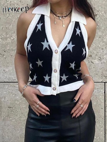 women's sweaters star print y2k sweater vest backless halter crop women casual sleeveless slim knitwear tee streetwear harajuku shirt 2, White;black
women's sweaters star print y2k sweater vest backless halter crop women casual sleeveless slim knitwear tee streetwear harajuku shirt 2, White;black