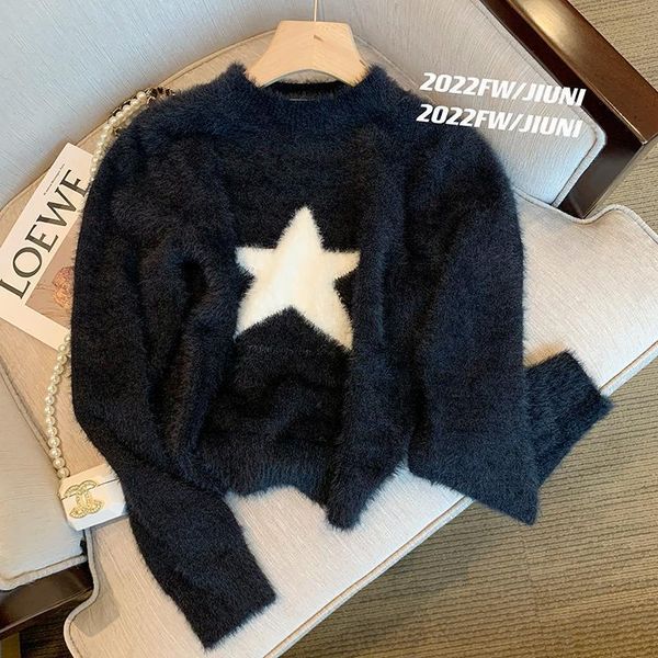 women's sweaters y2k clothes harajuku pullover vintage design sense stars plush knit sweater women's fall and winter casual 230727, White;black
women's sweaters y2k clothes harajuku pullover vintage design sense stars plush knit sweater women's fall and winter casual 230727, White;black