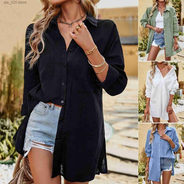 women's blouses shirts shirt women's 2023 summer temperament commuter solid long sleeve t230727, White
women's blouses shirts shirt women's 2023 summer temperament commuter solid long sleeve t230727, White