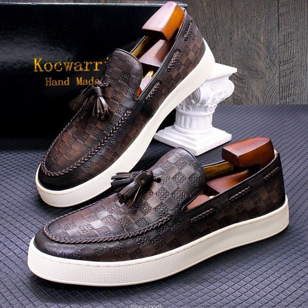 leather casual men's shoes comfortable flat handmade shoes pattern tassel non-slip shoes banquet party dress men's shoes a27, Black
leather casual men's shoes comfortable flat handmade shoes pattern tassel non-slip shoes banquet party dress men's shoes a27, Black