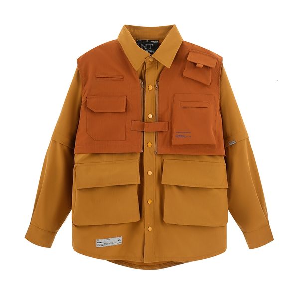 men's casual shirts two pieces multi-pockets detachable vest shirts men lapel solid color oversized spring summer overalls loose casual, White;black
men's casual shirts two pieces multi-pockets detachable vest shirts men lapel solid color oversized spring summer overalls loose casual, White;black