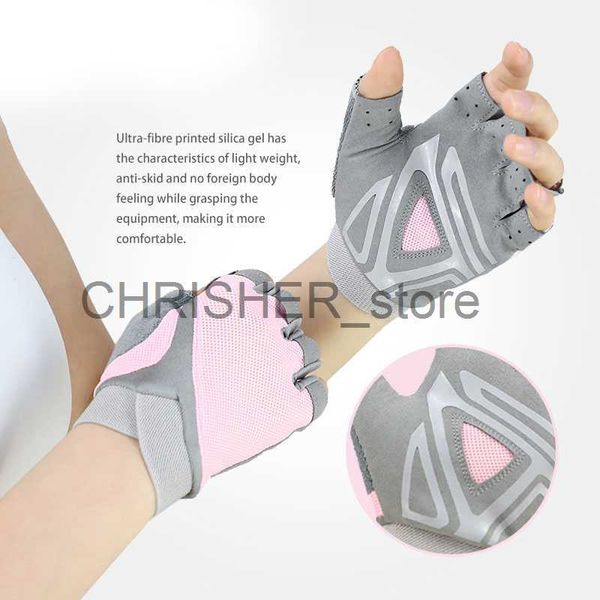 Image of Cycling Gloves Summer women fitness gloves gym weightlifting cycling yoga bodybuilding training thin breathable anti-slip half finger gloves x0726