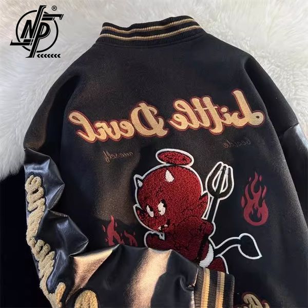 men's jackets little devil baseball uniform embroidery varsity men streetwear harajuku bomber outerwear casual oversized fashion coats, Black;brown
men's jackets little devil baseball uniform embroidery varsity men streetwear harajuku bomber outerwear casual oversized fashion coats, Black;brown