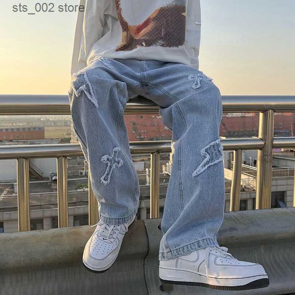 men's jeans hip hop streetwear y2k mens pants high street jeans baggy loose straight casual pants 2023 fashion male cross patch new tro, Blue
men's jeans hip hop streetwear y2k mens pants high street jeans baggy loose straight casual pants 2023 fashion male cross patch new tro, Blue
