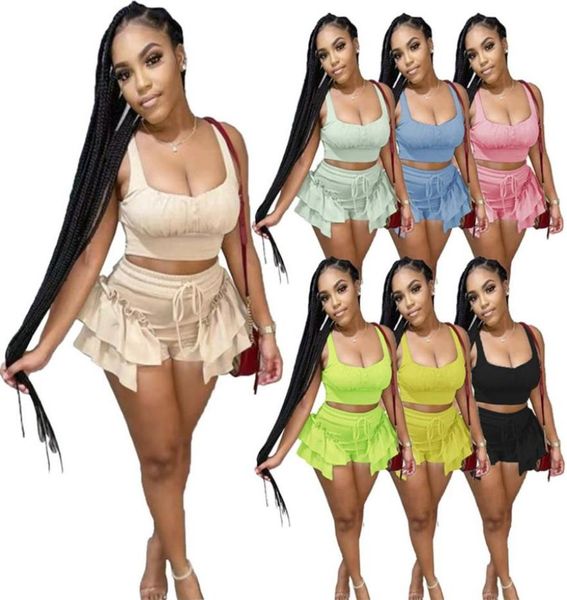 trendy women summer clothing two pcs tracksuits tank shorts fashion club party outfits solid jogging suits folds camisole you1512870, Gray
trendy women summer clothing two pcs tracksuits tank shorts fashion club party outfits solid jogging suits folds camisole you1512870, Gray