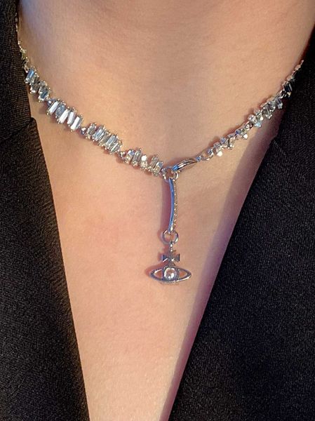 ff 22 new high edition western empress dowager zircon water diamond saturn necklace bracelet feel light luxury collar chain female, Silver
ff 22 new high edition western empress dowager zircon water diamond saturn necklace bracelet feel light luxury collar chain female, Silver