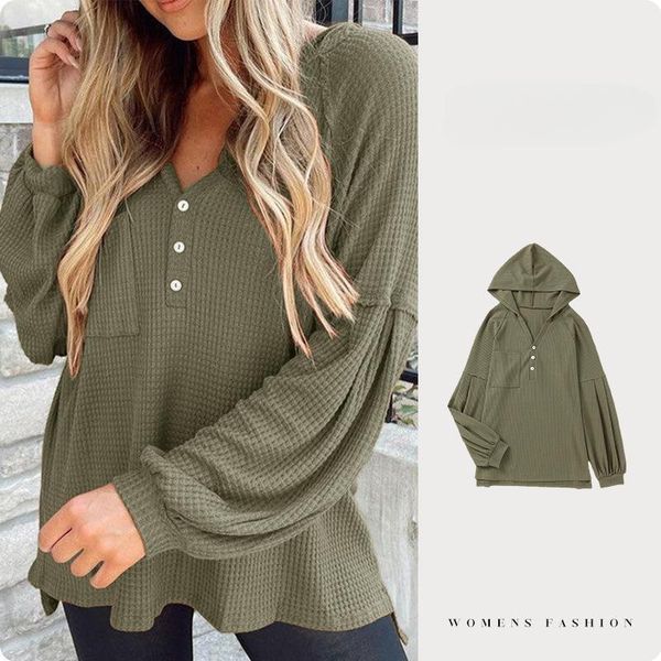 women's sweaters solid sweater women's fall winter new waffle pocket stitching lantern sleeve hooded sweater knitted top, White;black
women's sweaters solid sweater women's fall winter new waffle pocket stitching lantern sleeve hooded sweater knitted top, White;black