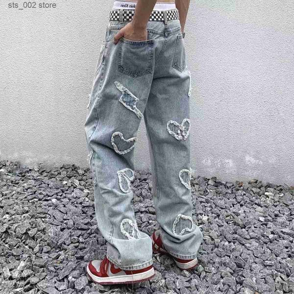 men's jeans y2k jeans retro washed jeans men's old love pattern patch raw edge loose wide leg pants joggers men trousers hip hop s, Blue
men's jeans y2k jeans retro washed jeans men's old love pattern patch raw edge loose wide leg pants joggers men trousers hip hop s, Blue