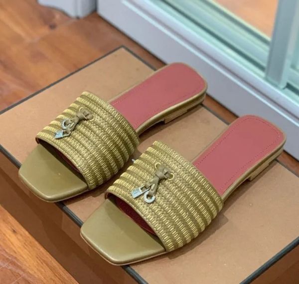 summer loros slippers slides flat stripe slip on sandals open toe shoes women luxury designers leather outsole casual fashion buckle shoes f, Black
summer loros slippers slides flat stripe slip on sandals open toe shoes women luxury designers leather outsole casual fashion buckle shoes f, Black