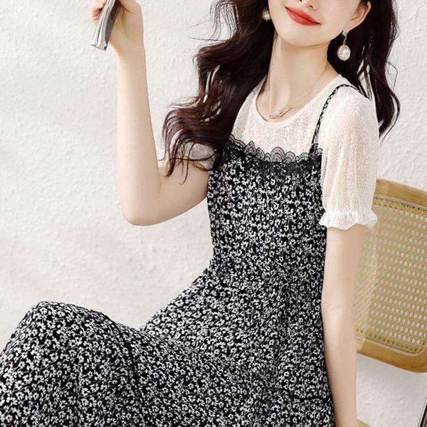 summer floral dress commuting temperament exquisite suspender fake two piece for women, Black;gray
summer floral dress commuting temperament exquisite suspender fake two piece for women, Black;gray