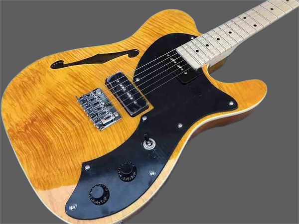 oem custom electric guitar, double f-hole semi-hollow jazz guitar body, maple fingerboard, flame lip top
oem custom electric guitar, double f-hole semi-hollow jazz guitar body, maple fingerboard, flame lip top