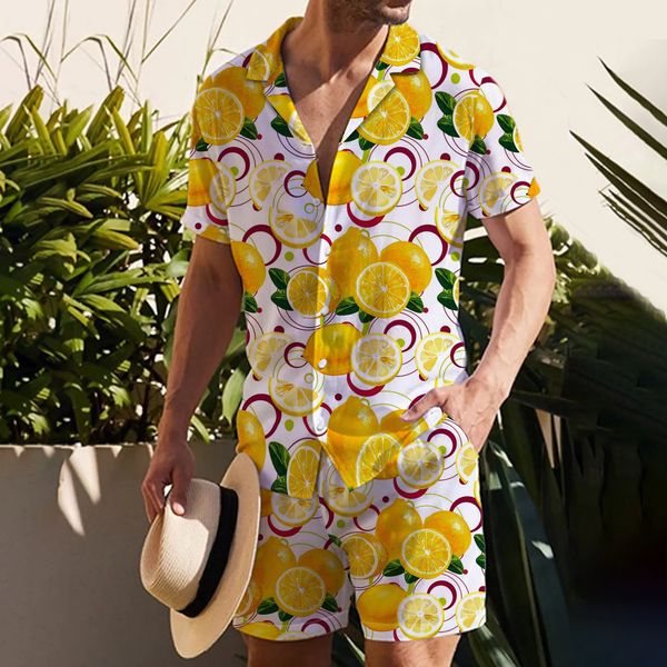 men's tracksuits lemon print shirt set resort style beach wear twopiece suit summer short sleeve shorts floral blouse man clothing 2307, Gray
men's tracksuits lemon print shirt set resort style beach wear twopiece suit summer short sleeve shorts floral blouse man clothing 2307, Gray