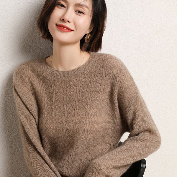 women's sweaters 2023 autumn and winter sweater 100 wool cashmere round neck knitted pullover loose hollow out 230727, White;black
women's sweaters 2023 autumn and winter sweater 100 wool cashmere round neck knitted pullover loose hollow out 230727, White;black