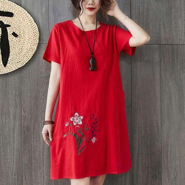 womens linen dress large sized embroidered summer short sleeved korean mid length knee, Black;gray
womens linen dress large sized embroidered summer short sleeved korean mid length knee, Black;gray