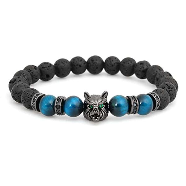 designer overbearing men's wolf head bracelet micro inlaid with zircon tiger's eye beads bracelet personality, Golden;silver
designer overbearing men's wolf head bracelet micro inlaid with zircon tiger's eye beads bracelet personality, Golden;silver