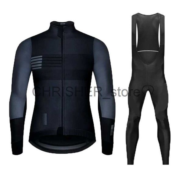 Image of Cycling Jersey Sets New Cycling Jersey Set Men Long Sleeves Black Bike Jersey Suit 19D Gel Pad Pants Autumn MTB Cycling Clothing Bicycle Uniform x0727