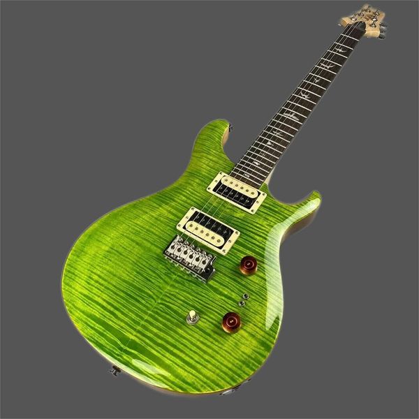 custom prs electric guitar with green moire pattern, new, factory, 6-string
custom prs electric guitar with green moire pattern, new, factory, 6-string