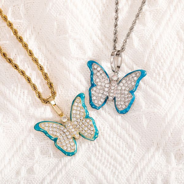 hip hop luminous butterfly pendant necklace full zircon gold plated jewelry gift, Silver
hip hop luminous butterfly pendant necklace full zircon gold plated jewelry gift, Silver