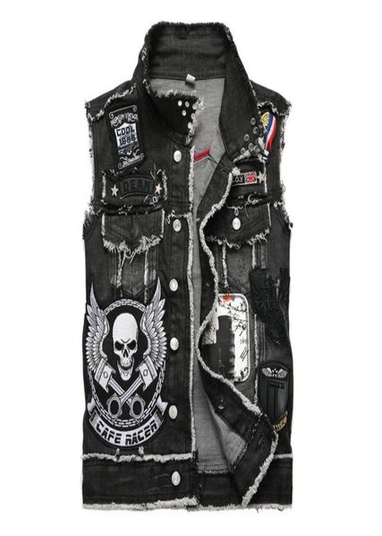motorcycle mens biker denim vest multi rivet badge patch design punk rock waistcoat skull embroidery sleeveless jeans jacket8633938, Black;brown
motorcycle mens biker denim vest multi rivet badge patch design punk rock waistcoat skull embroidery sleeveless jeans jacket8633938, Black;brown