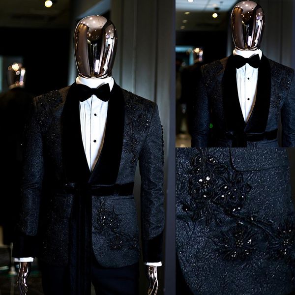 luxury 2 pieces wedding tuxedos men suits shining fabric applique shawl lapel belt customize coat black pants fashion casual prom tailored, Black;gray
luxury 2 pieces wedding tuxedos men suits shining fabric applique shawl lapel belt customize coat black pants fashion casual prom tailored, Black;gray