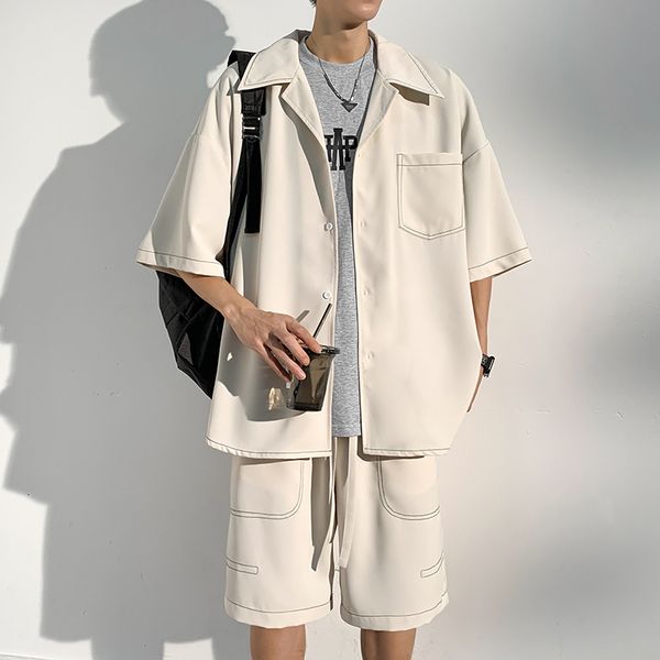 men's tracksuits thin sets men half sleeve shirt handsome shorts kneelength 2 pcs summer streetwear casual fashion korean clothing 2307, Gray
men's tracksuits thin sets men half sleeve shirt handsome shorts kneelength 2 pcs summer streetwear casual fashion korean clothing 2307, Gray