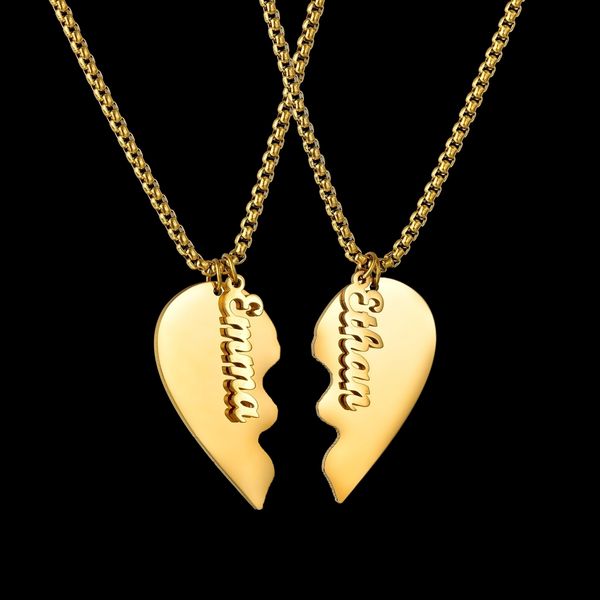 pendant necklaces custom name love stainless steel two friends heart couple necklace man gifts for friendship valentine's day present 2, Silver
pendant necklaces custom name love stainless steel two friends heart couple necklace man gifts for friendship valentine's day present 2, Silver