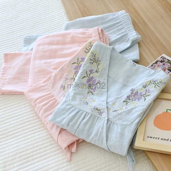 women's sleep lounge women's pajamas gauze cotton loungewear spring summer v-neck sleepwear embroidery printed trousers pyjama sui
women's sleep lounge women's pajamas gauze cotton loungewear spring summer v-neck sleepwear embroidery printed trousers pyjama sui