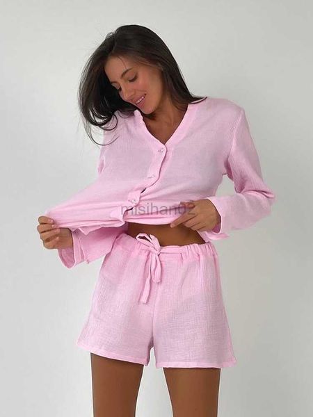 women's sleep lounge hiloc v-neck cotton sleepwear women sets long sleeve short sets single-breasted spring loungewear loose casual paj
women's sleep lounge hiloc v-neck cotton sleepwear women sets long sleeve short sets single-breasted spring loungewear loose casual paj