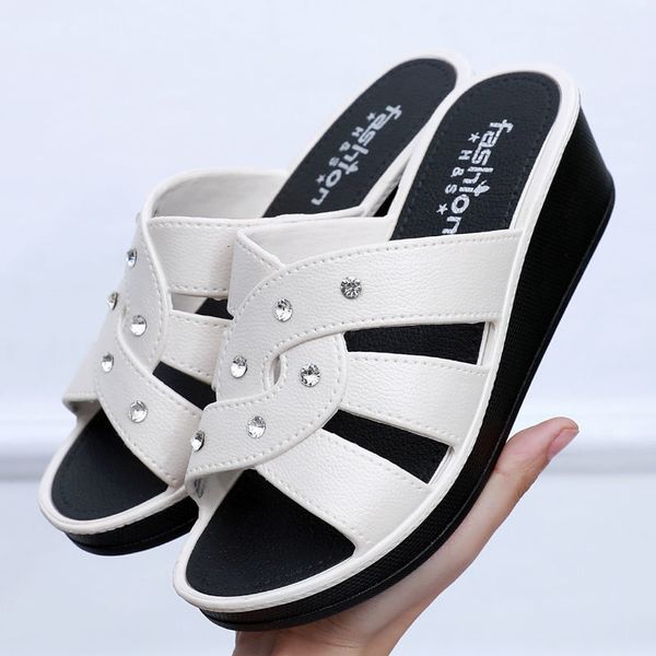 sandals women's high heel slippers summer wear thick bottom fashion home non-slip mother shoes soft bottom social wedge women sandals 2, Black
sandals women's high heel slippers summer wear thick bottom fashion home non-slip mother shoes soft bottom social wedge women sandals 2, Black
