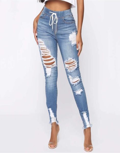 women039s pants with medium waist rubber band high stretch hole jeans3379865, Blue
women039s pants with medium waist rubber band high stretch hole jeans3379865, Blue