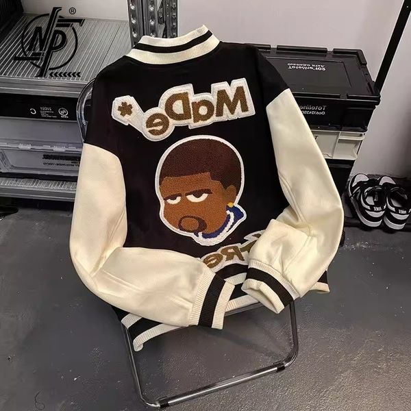 men's jackets american vintage baseball men cartoon embroidery patchwork autumn bomber varsity jacket high street motorcycle coats 2307, Black;brown
men's jackets american vintage baseball men cartoon embroidery patchwork autumn bomber varsity jacket high street motorcycle coats 2307, Black;brown