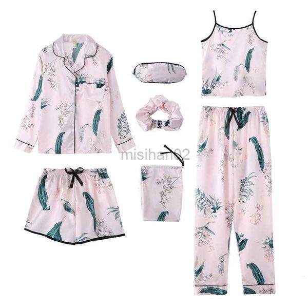 women's sleep lounge women pajamas sets spring summer 7 pcs set silk print shorts long sleeve elastic waist pants full lounge sleepwear
women's sleep lounge women pajamas sets spring summer 7 pcs set silk print shorts long sleeve elastic waist pants full lounge sleepwear