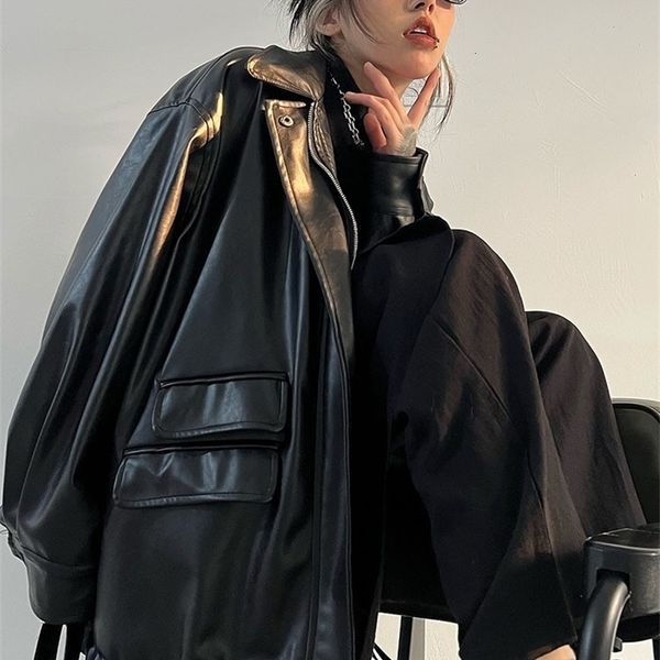 women's jackets tawaaiw streetwear black pu leather coats and women pocket long sleeve y2k gothic autumn spring ladies outerwear 230726, Black;brown
women's jackets tawaaiw streetwear black pu leather coats and women pocket long sleeve y2k gothic autumn spring ladies outerwear 230726, Black;brown