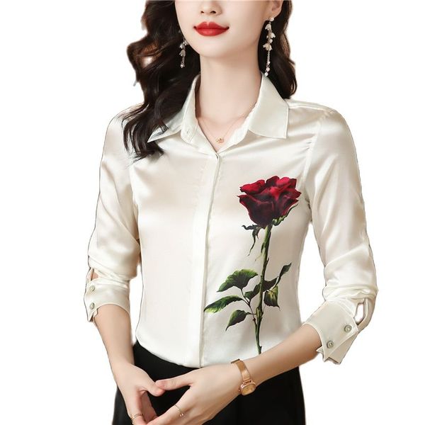 2023 floral print blouses designer satin women long sleeve lapel formal button up shirt elegant and youth office beige blouse spring fall s, White
2023 floral print blouses designer satin women long sleeve lapel formal button up shirt elegant and youth office beige blouse spring fall s, White