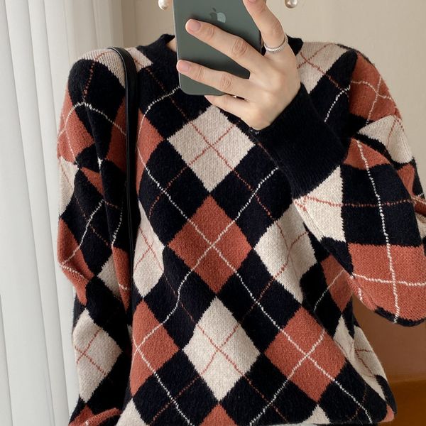 women's sweater cashmere knit pullovers casual loose oneck thick blouse autumn winter women 230727, White;black
women's sweater cashmere knit pullovers casual loose oneck thick blouse autumn winter women 230727, White;black