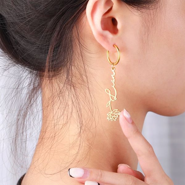 hoop huggie custom name birth month flower personalized earrings stainless steel earring gold hoops pendants bridesmaid gift 230727, Golden;silver
hoop huggie custom name birth month flower personalized earrings stainless steel earring gold hoops pendants bridesmaid gift 230727, Golden;silver