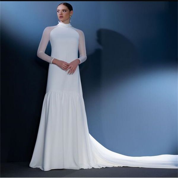 natural ivory hight neck vintage mermaid wedding dresses plus size boho dress saudi arabia bridal gowns muslim long sleeves simple bridal go, White
natural ivory hight neck vintage mermaid wedding dresses plus size boho dress saudi arabia bridal gowns muslim long sleeves simple bridal go, White