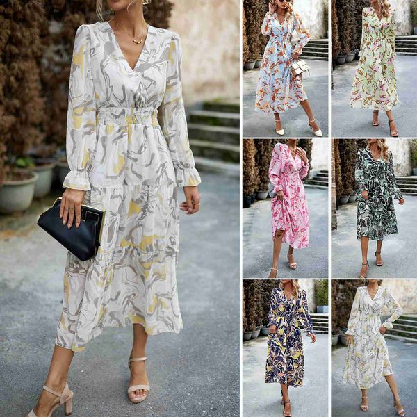 basic casual dresses women's printed v-neck dress for autumn 2023 casual long dress t230727, Black;gray
basic casual dresses women's printed v-neck dress for autumn 2023 casual long dress t230727, Black;gray