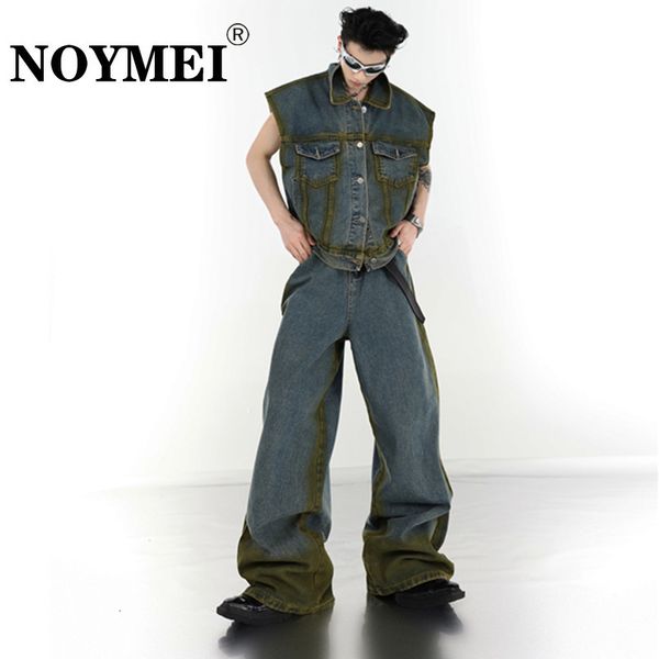 men's tracksuits noymei two piece set men washed gradient trendy denim sleeveless vest outerwear vintage male wide leg jeans wa2100 230, Gray
men's tracksuits noymei two piece set men washed gradient trendy denim sleeveless vest outerwear vintage male wide leg jeans wa2100 230, Gray