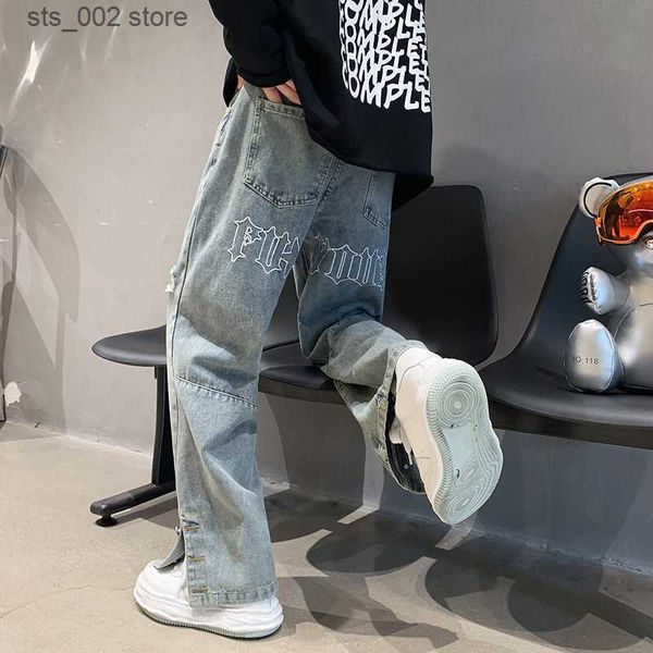 men's jeans american retro high street pants for men letters embroidery hip hop jeans straight loose fashion casual male streetwear tro, Blue
men's jeans american retro high street pants for men letters embroidery hip hop jeans straight loose fashion casual male streetwear tro, Blue